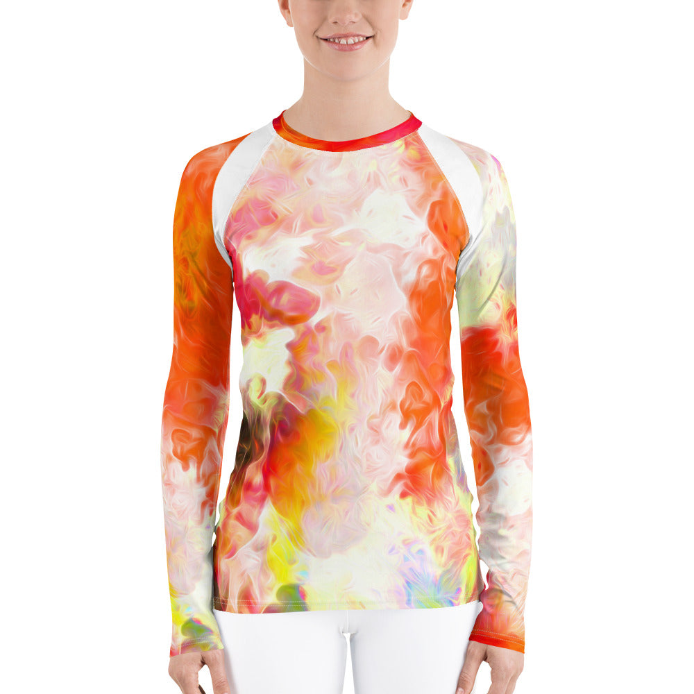 Bright, Cheerful Activewear Top- Long Sleeve Rash Guard. Sporty Running Gear. Streetwear. WickedYo.
